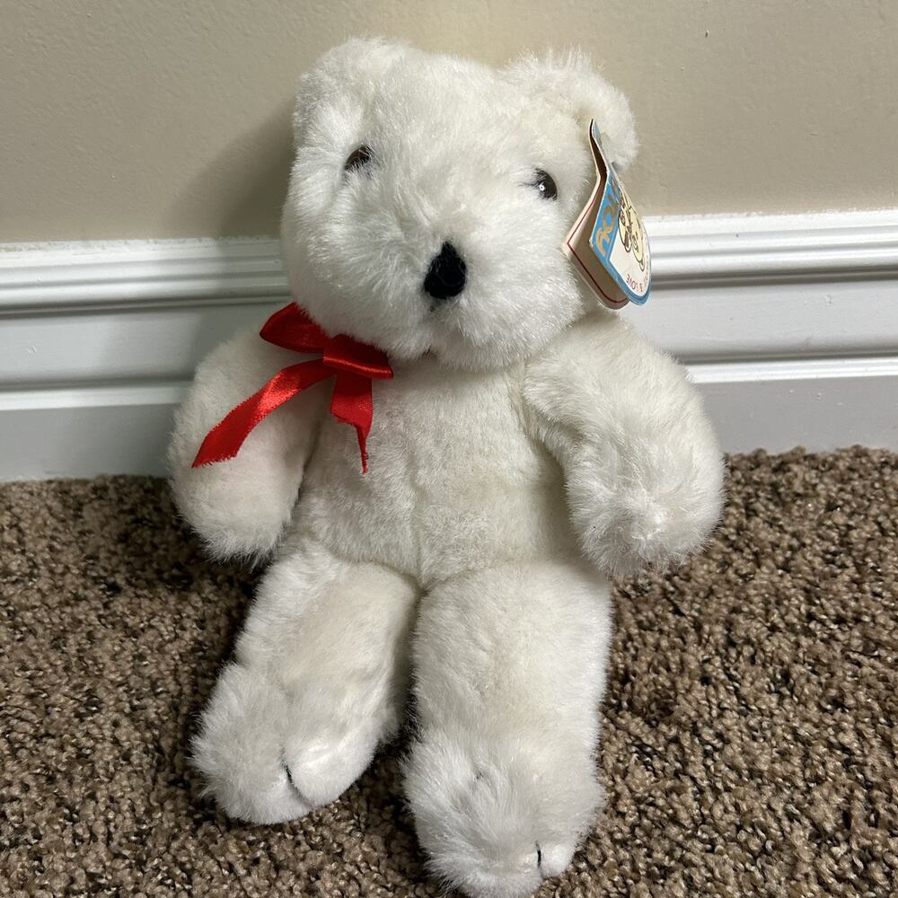 Vintage Kelly Toy Play Pets White Bear With Bow